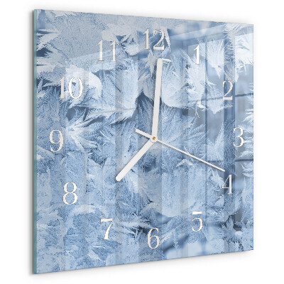 Wanduhr quadratisch Schneeflocken
