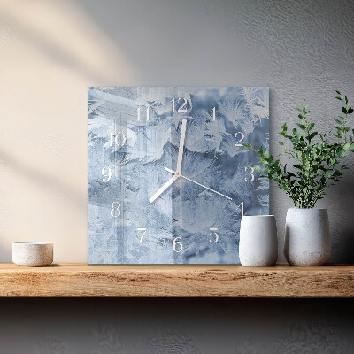 Wanduhr quadratisch Schneeflocken