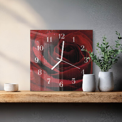 Wanduhr quadratisch Rose