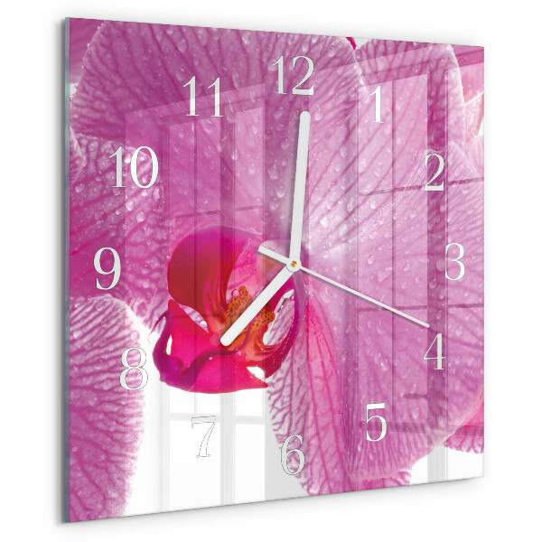 Wanduhr quadratisch Orchidee