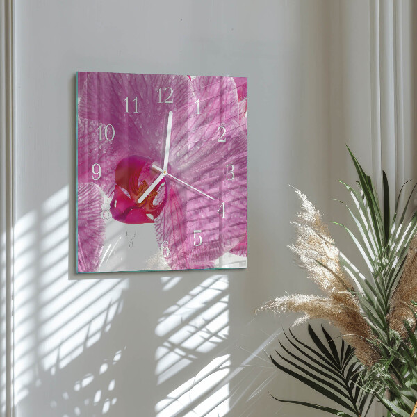 Wanduhr quadratisch Orchidee