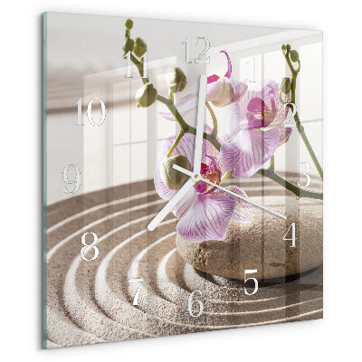 Wanduhr quadratisch Sandorchidee