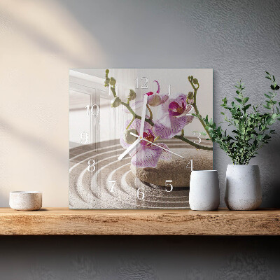 Wanduhr quadratisch Sandorchidee
