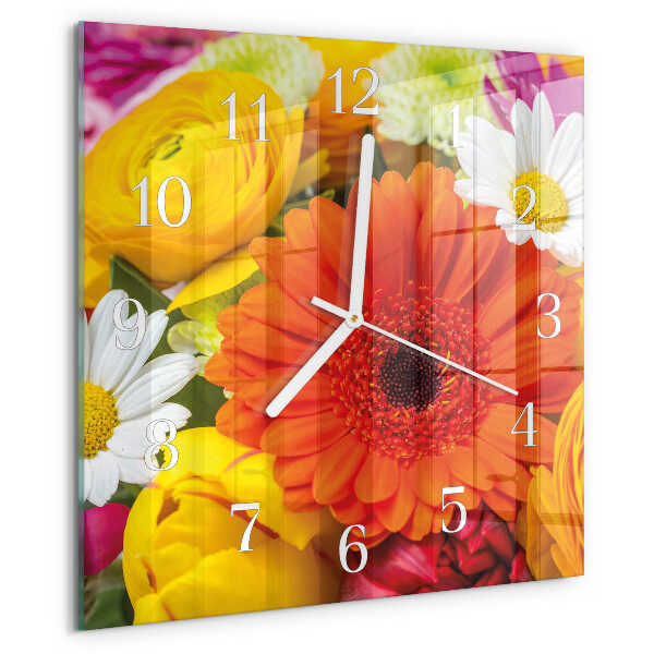 Wanduhr quadratisch Blumen