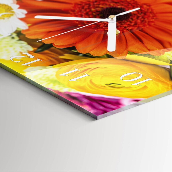 Wanduhr quadratisch Blumen
