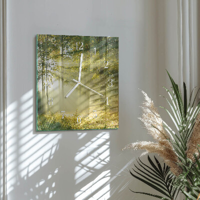 Wanduhr quadratisch Wald