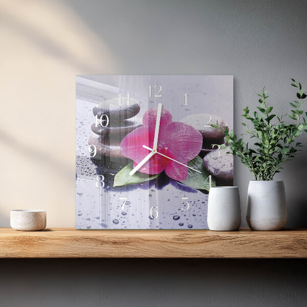 Wanduhr quadratisch Orchidee