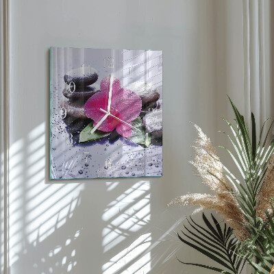Wanduhr quadratisch Orchidee