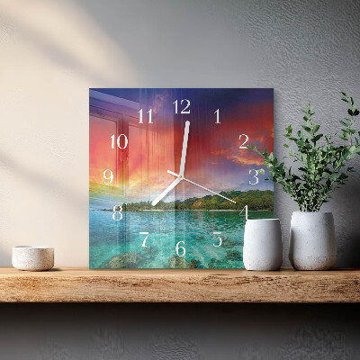 Wanduhr quadratisch Landschaft