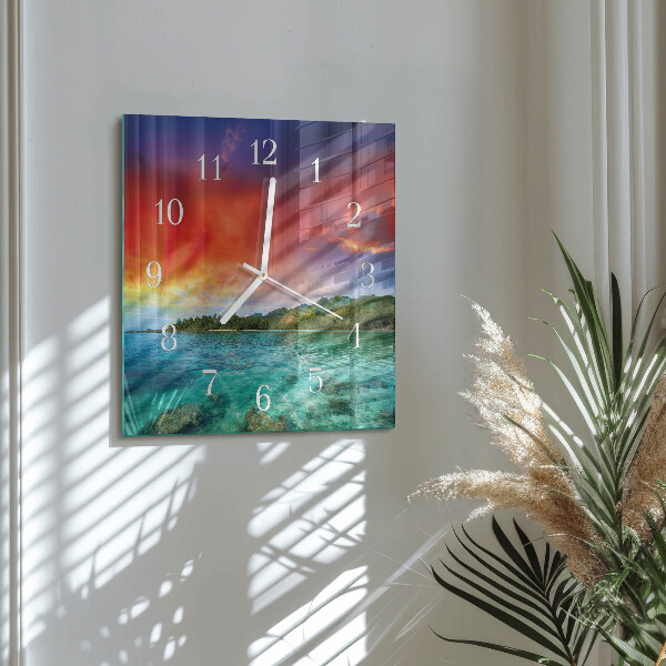 Wanduhr quadratisch Landschaft