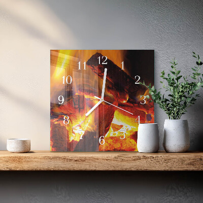 Wanduhr quadratisch Feuer