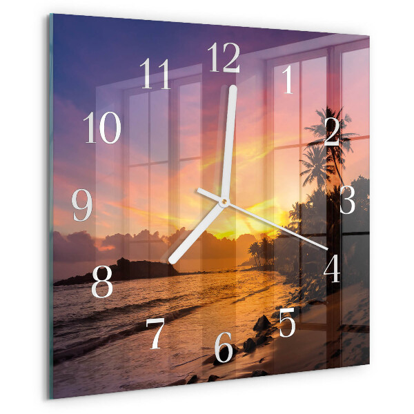 Wanduhr quadratisch Sonnenuntergang