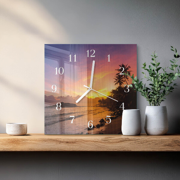 Wanduhr quadratisch Sonnenuntergang