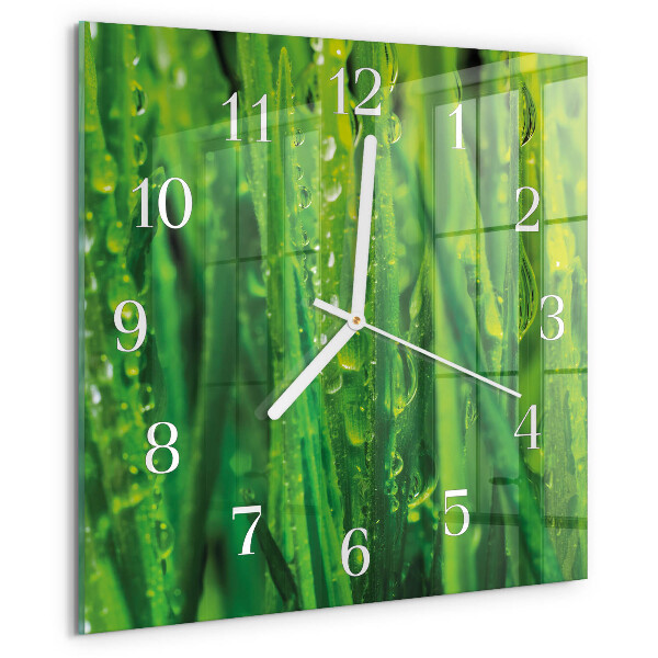 Wanduhr quadratisch Gras