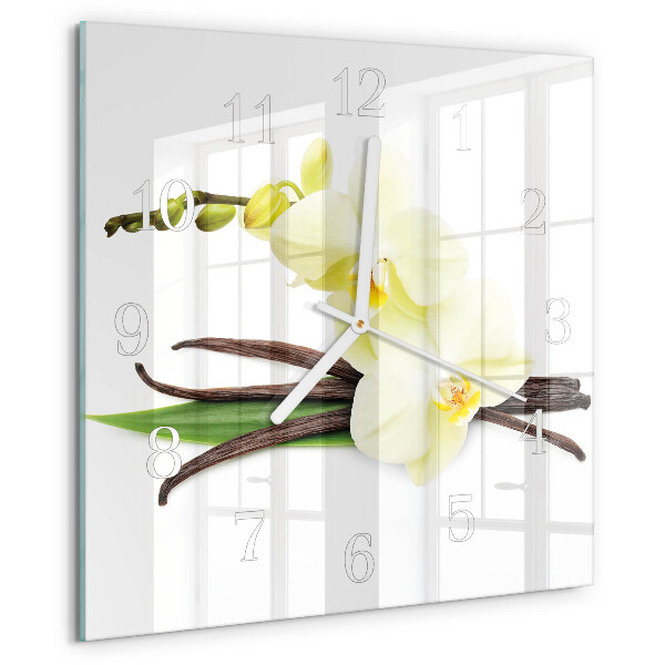 Wanduhr quadratisch Vanilleorchidee