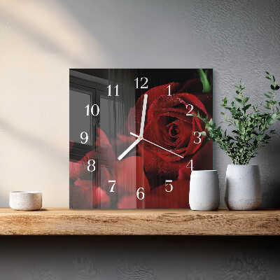 Wanduhr quadratisch Rose