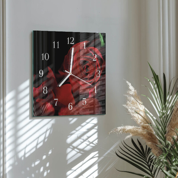 Wanduhr quadratisch Rose