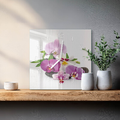 Wanduhr quadratisch Orchidee