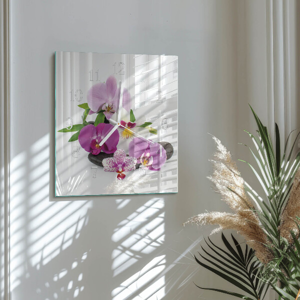 Wanduhr quadratisch Orchidee