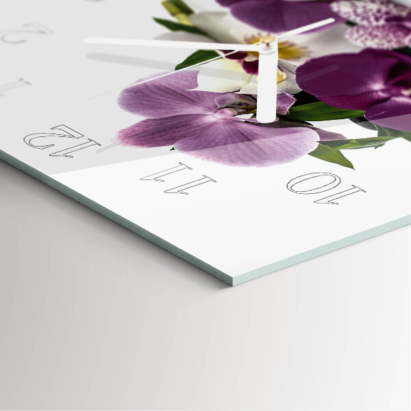 Wanduhr quadratisch Orchidee