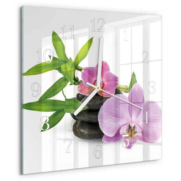 Wanduhr quadratisch Orchidee