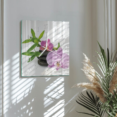 Wanduhr quadratisch Orchidee