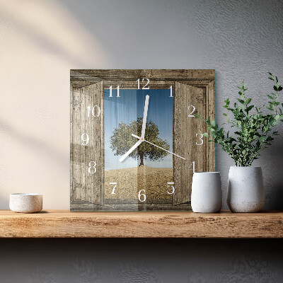 Wanduhr quadratisch Baum