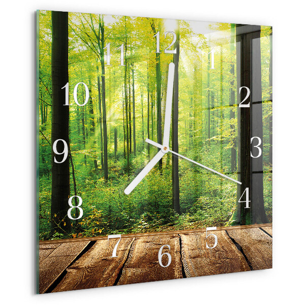Wanduhr quadratisch Wald