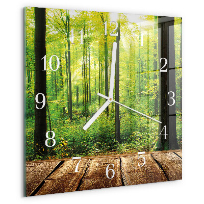 Wanduhr quadratisch Wald