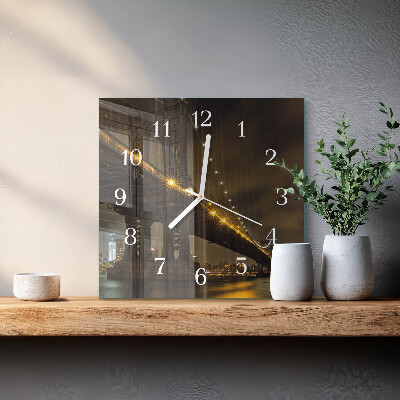 Wanduhr quadratisch Die Nacht der Brücke