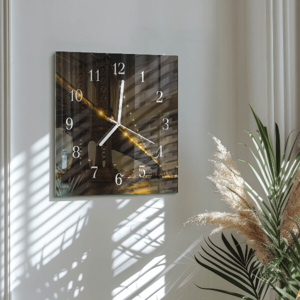 Wanduhr quadratisch Die Nacht der Brücke