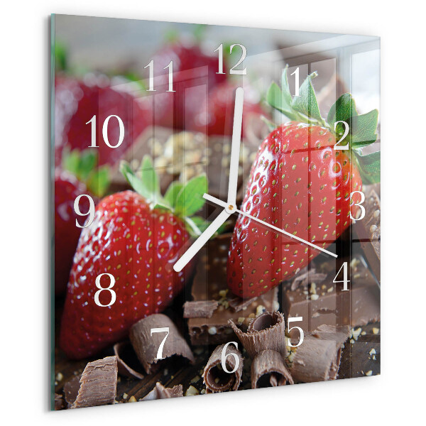 Wanduhr quadratisch Erdbeeren