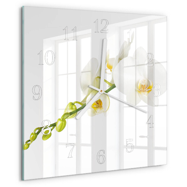 Wanduhr quadratisch Orchidee