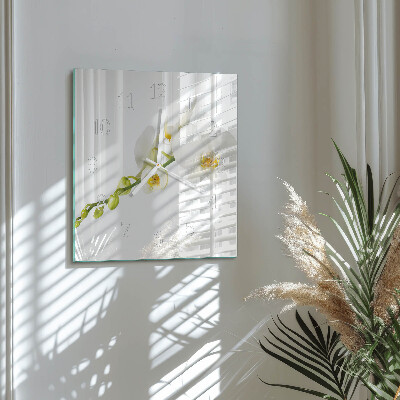 Wanduhr quadratisch Orchidee