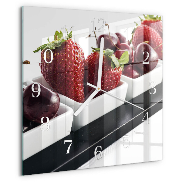 Wanduhr quadratisch Erdbeeren