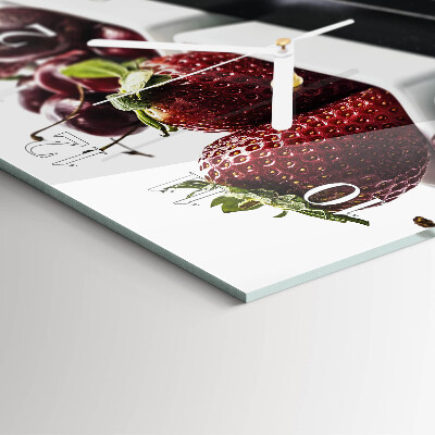Wanduhr quadratisch Erdbeeren