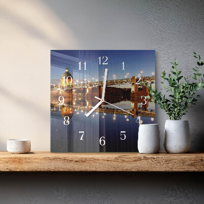 Wanduhr quadratisch Flussbrücke
