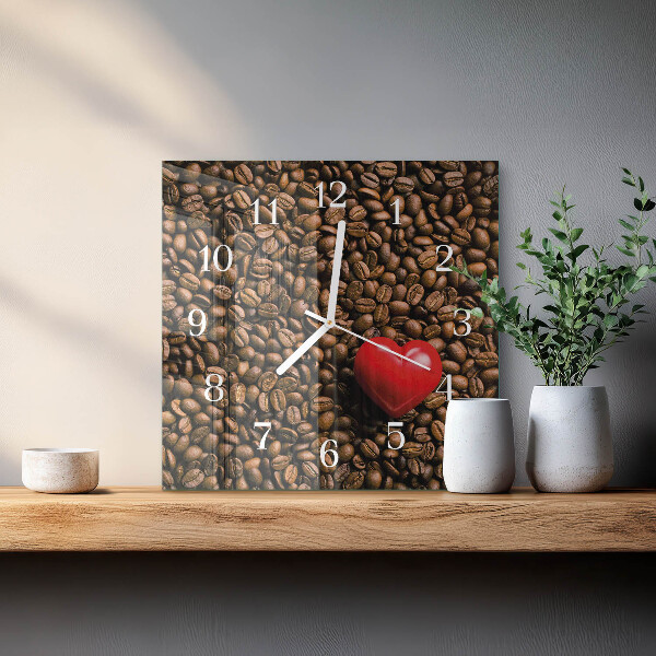 Wanduhr quadratisch Kaffeebohnen
