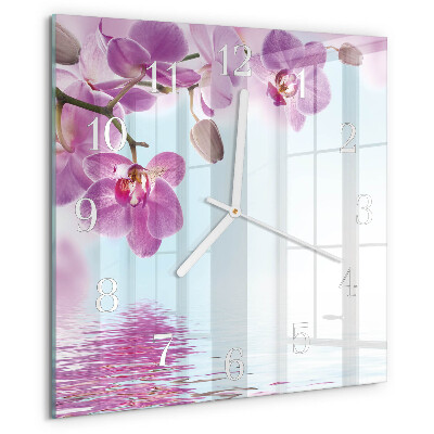 Wanduhr quadratisch Orchidee