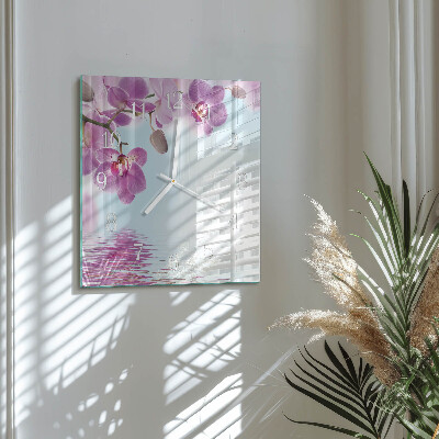 Wanduhr quadratisch Orchidee