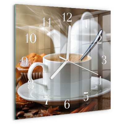 Wanduhr quadratisch Tasse
