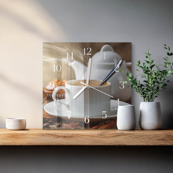 Wanduhr quadratisch Tasse