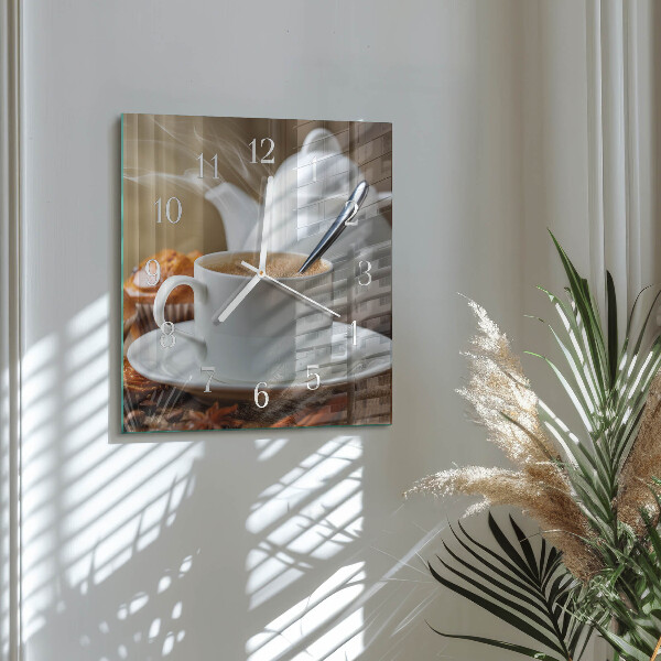 Wanduhr quadratisch Tasse