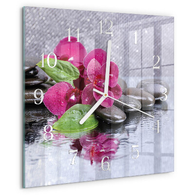 Wanduhr quadratisch Orchidee