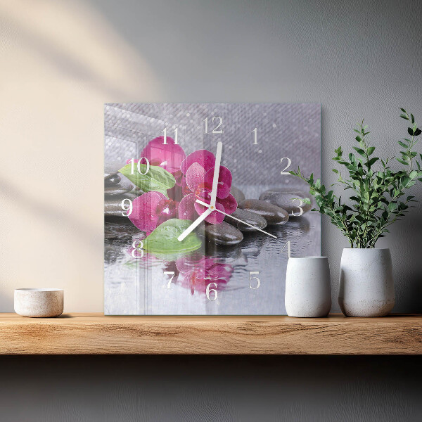 Wanduhr quadratisch Orchidee