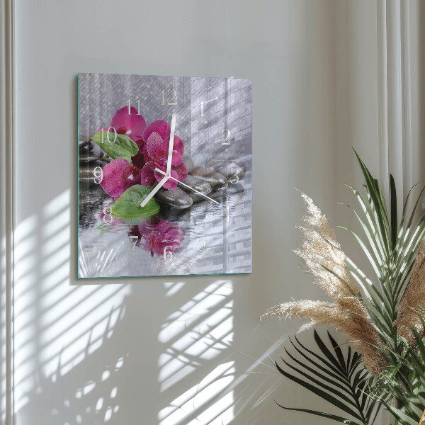 Wanduhr quadratisch Orchidee