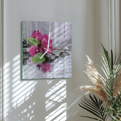 Wanduhr quadratisch Orchidee