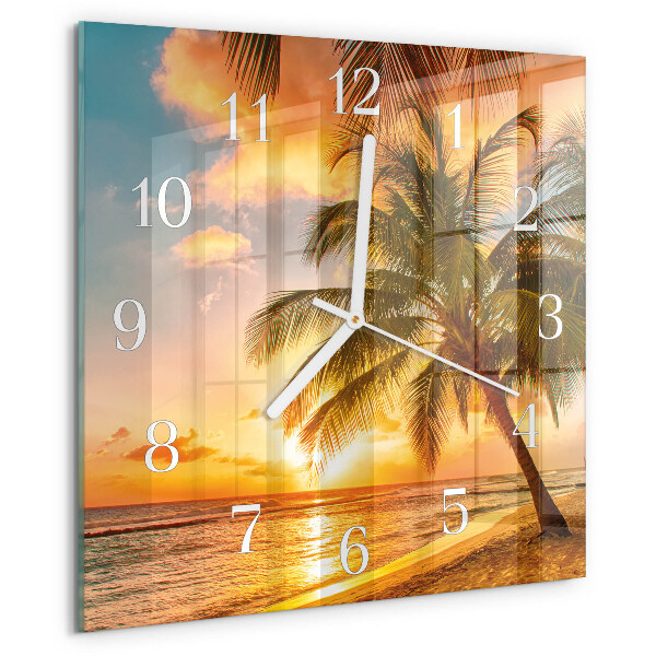 Wanduhr quadratisch Sonnenuntergang