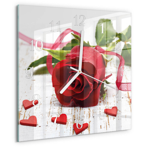 Wanduhr quadratisch Rose