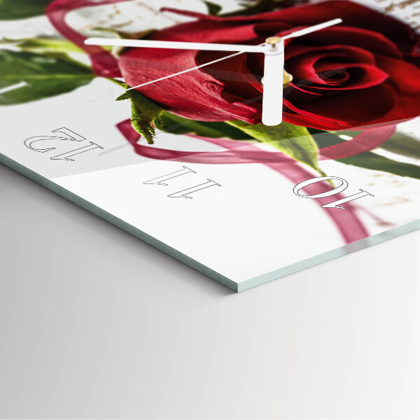 Wanduhr quadratisch Rose